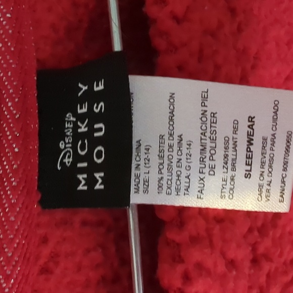 Disney Mickey Soft Sherpa Fleece L 12-14 Red Sweatshirt Lounge Pajama Top - Picture 2 of 3